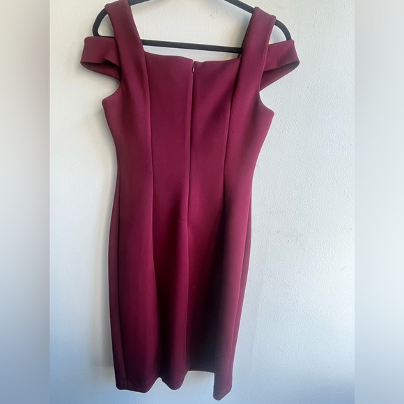 Calvin Klein Off-Shoulder Wine Midi Dress - Picture 2 of 3